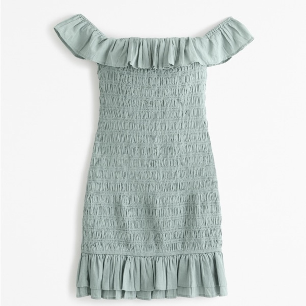 Abercrombie & Fitch Sage Off The Shoulder Smocked Mini Dress